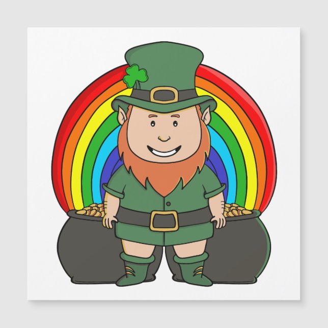 Lucky Leprechaun with Rainbow Pot of Gold (Front)