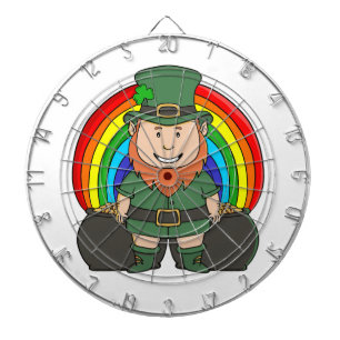 Lucky Leprechaun with Rainbow Pot of Gold Dartboard