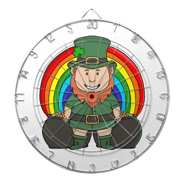 Lucky Leprechaun with Rainbow Pot of Gold Dartboard (Front)