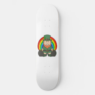 Lucky Leprechaun with Rainbow Pot of Gold Skateboard