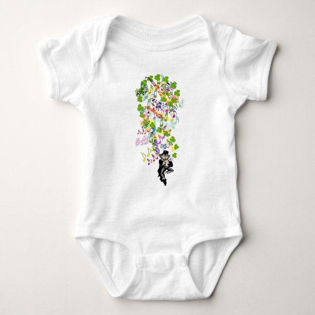 Lucky Leprechaun With Shamrocks Baby Bodysuit (Front)