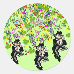 Lucky Leprechaun With Shamrocks Classic Round Sticker
