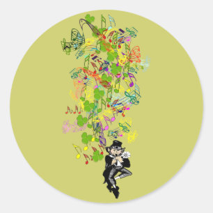 Lucky Leprechaun With Shamrocks Classic Round Sticker