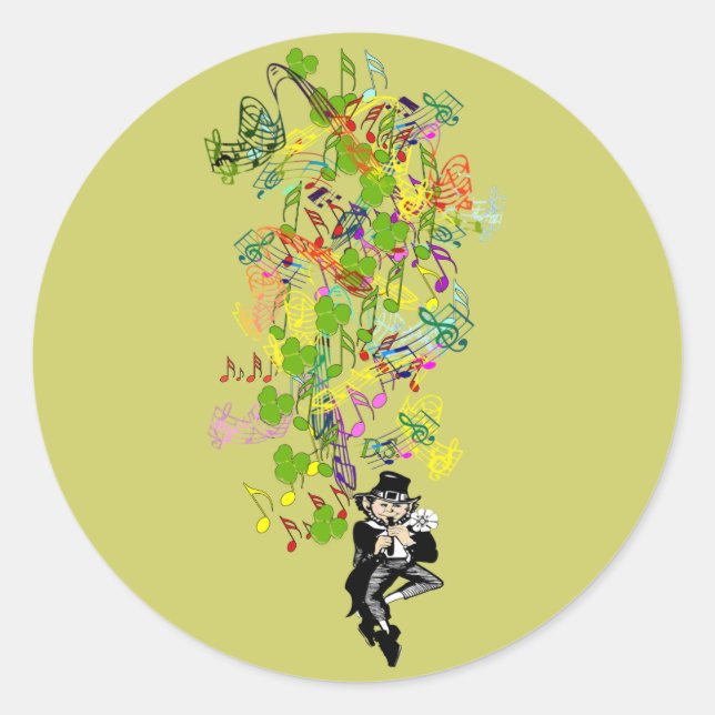 Lucky Leprechaun With Shamrocks Classic Round Sticker (Front)