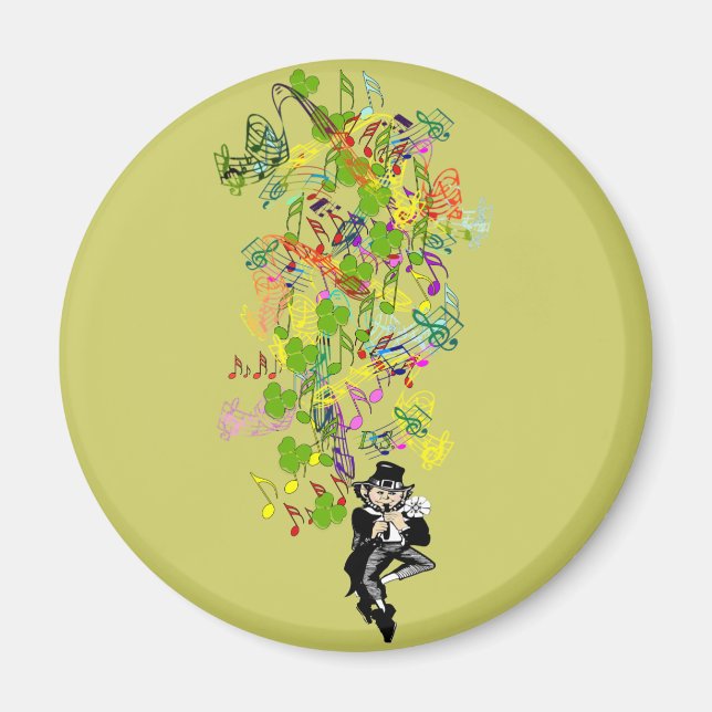 Lucky Leprechaun With Shamrocks Magnet (Front)