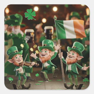 Lucky leprechauns saint Patrick Square Sticker