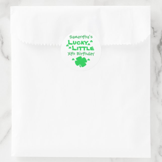 Lucky Little Birthday Classic Round Sticker (Bag)