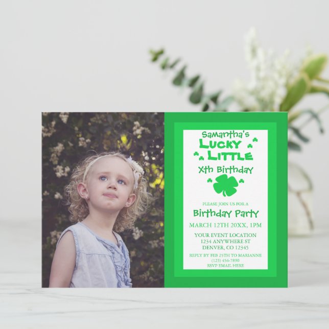 Lucky Little Birthday Invitation (Standing Front)