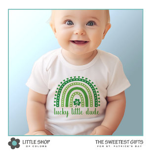 Lucky Little Dude Rainbow Shamrock St Patrick's Baby Bodysuit