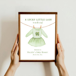 Lucky Little Lady St Patrick's Baby Shower Welcome Poster