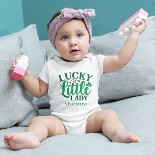 Lucky Little Lady St Patricks Day Personalised Baby Bodysuit