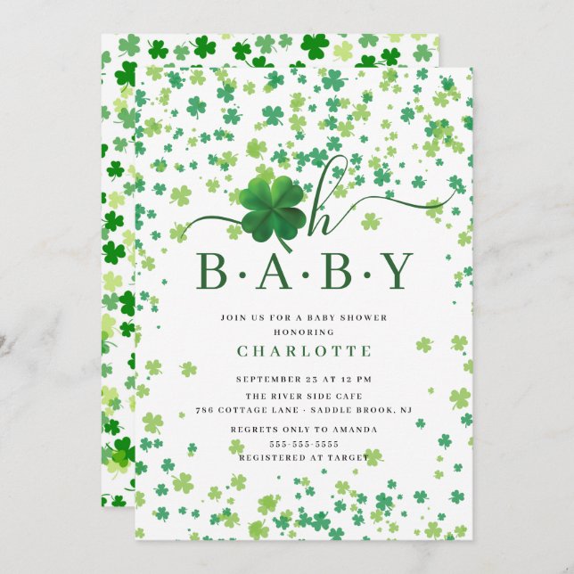 Lucky Little One Baby Shower Invitation (Front/Back)