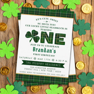 Lucky Little Shamrock 1st Birthday Invitation