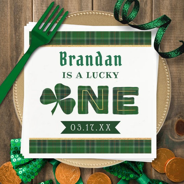 Lucky Little Shamrock 1st Birthday Party Napkin (Creator Uploaded)