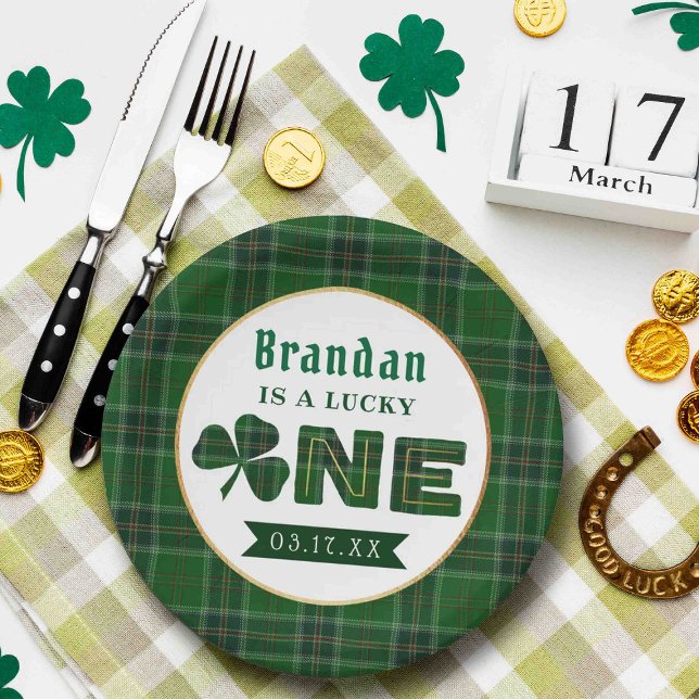 Lucky Little Shamrock 1st Birthday Party Paper Plate (Creator Uploaded)