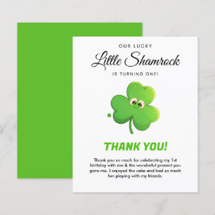 Lucky Little Shamrock 1st Birthday Thank You Card