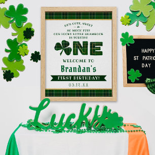 Lucky Little Shamrock 1st Birthday Welcome Poster