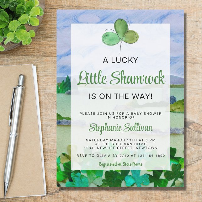 Lucky Little Shamrock Baby Shower  Invitation (Creator Uploaded)