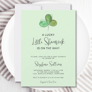 Lucky Little Shamrock Green Baby Shower Invitation