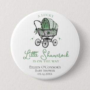 Lucky Little Shamrock St Patricks Baby Shower 7.5 Cm Round Badge