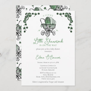 Lucky Little Shamrock St Patricks Baby Shower Invitation