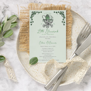 Lucky Little Shamrock St Patricks Baby Shower Invitation