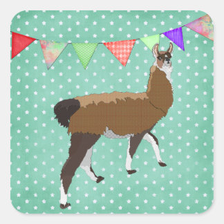 Lucky Llama Square Sticker