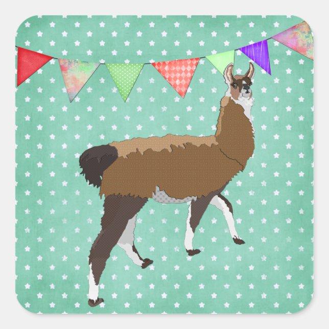 Lucky Llama Square Sticker (Front)