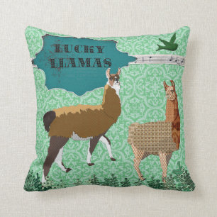 Lucky Llamas Green Mojo Pillow
