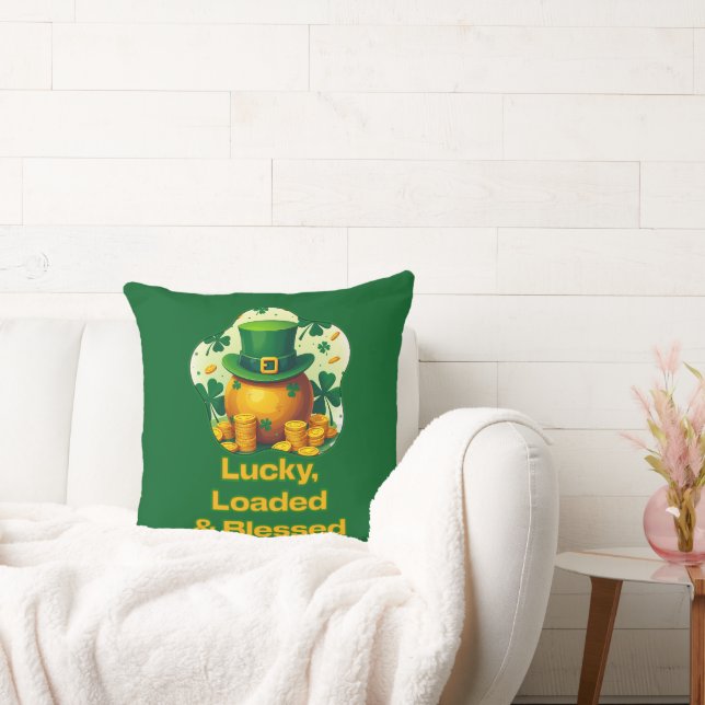 Lucky Loaded Blessed St Patrick’s Day - almofada Cushion (Couch)