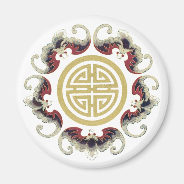 Lucky Longevity Chinese Charm Magnet (Front)