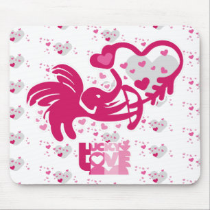 LUCKY LOVE ELEPHANT CUPID ELEPHANT BY MASANSER MOUSE PAD