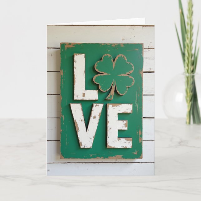 Lucky Love Wooden Sign Card (Front)