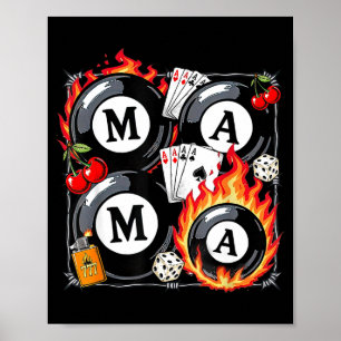 Lucky Mama Billiard 8 Cherry Mother's Day Mom Life Poster