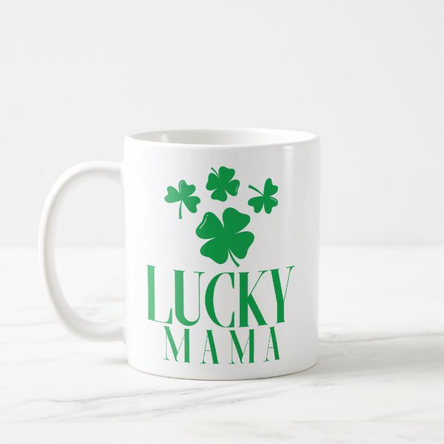 Lucky Mama Classic Mug – Shamrock Mum Coffee Cup (Left)