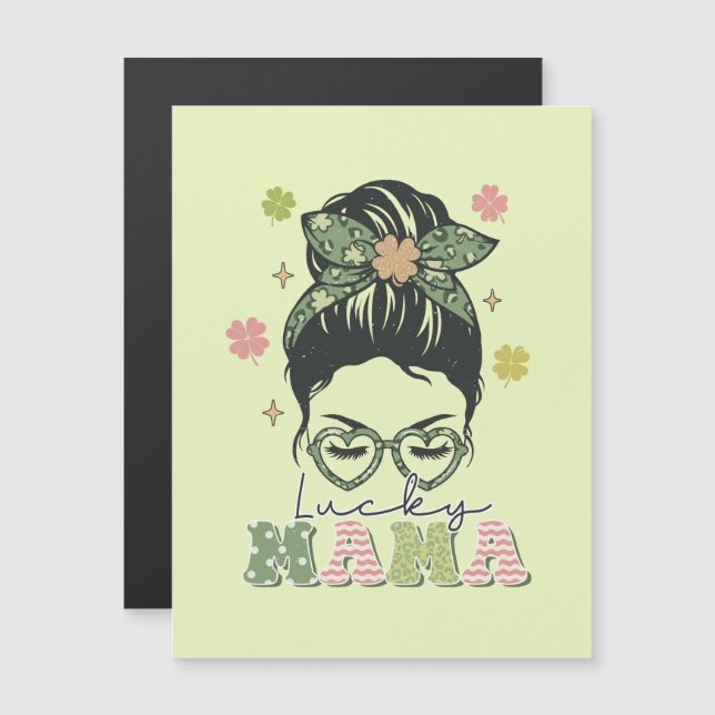 Lucky Mama - Messy Bun - Clover St. Patrick’s (Front/Back)
