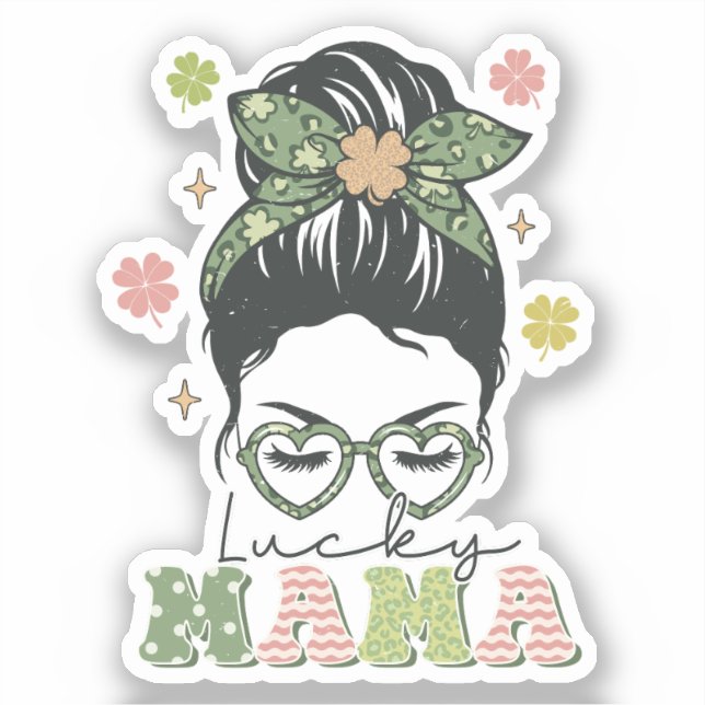 Lucky Mama - Messy Bun - Clover St. Patrick’s (Front)