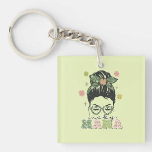 Lucky Mama - Messy Bun - Clover St. Patrick’s Key Ring