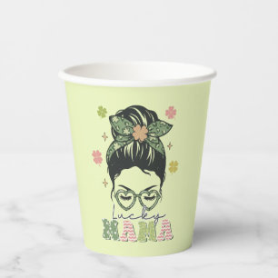 Lucky Mama - Messy Bun - Clover St. Patrick’s Paper Cups