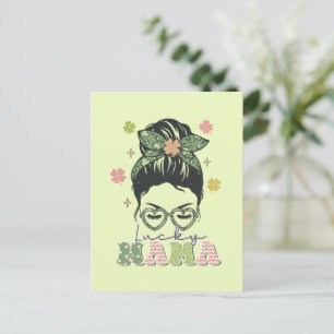 Lucky Mama - Messy Bun - Clover St. Patrick’s Postcard