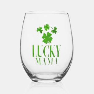 Lucky Mama Stemless Wine Glass – Clover-Cool Cheer