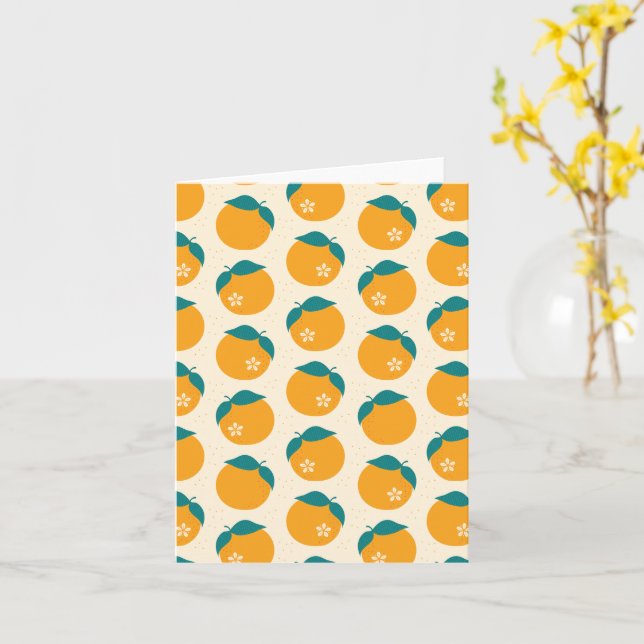 Lucky Mandarin - Cream Blank Card (Yellow Flower)