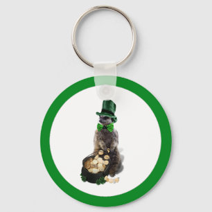 Lucky Meerkat with Pot Of Gold St. Patrick's Day Key Ring