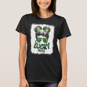 Lucky Mini Messy Bun Hair Irish St Patrick's Day K T-Shirt