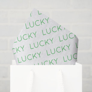 LUCKY Modern Typography Shamrocks Irish Fun Tissue Paper