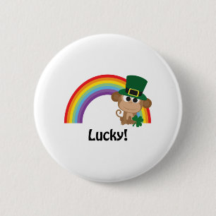 Lucky Monkey Leprechaun 6 Cm Round Badge