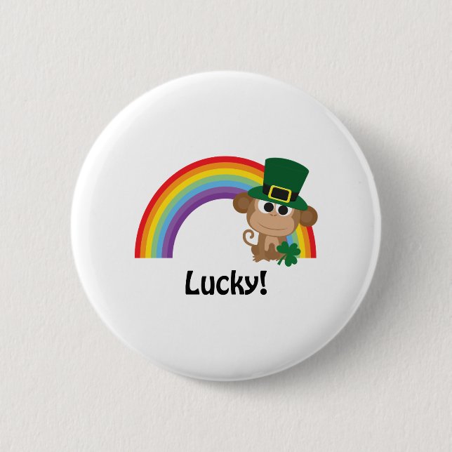 Lucky Monkey Leprechaun 6 Cm Round Badge (Front)