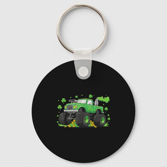 Lucky monster truck shenanigans for st patricks da key ring (Front)