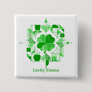 Lucky Name Personalized Clover Design 15 Cm Square Badge
