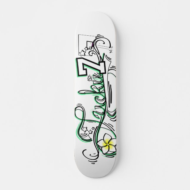 Lucky No. 7 Clear Skateboard (Front)